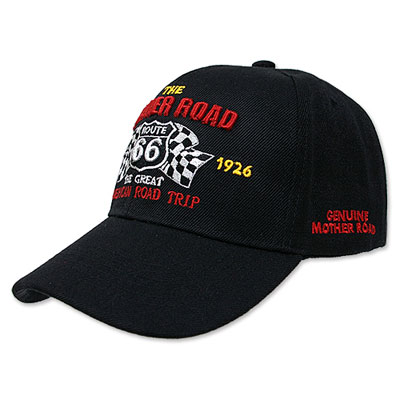 Route.66（ルート66）刺繍入りキャップ，マザーロードレーシング，ブラック