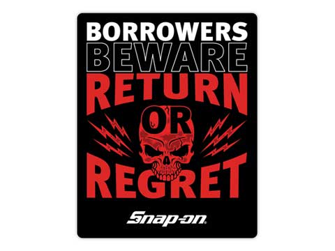 Snap-on（スナップオン）ステッカー「RETURN OR REGRET DECAL」