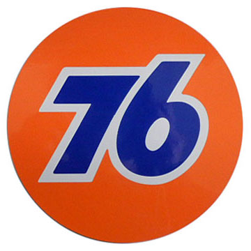 76Lubricants（ユノカル,ユニオン,ナナロク）オフィシャルラウンドロゴステッカー，ラージ（約16.5ｃｍ）