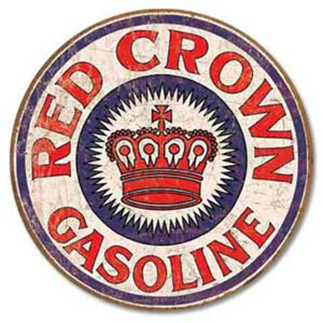 ティンサイン「RED CROWN GASOLINE ROUND」