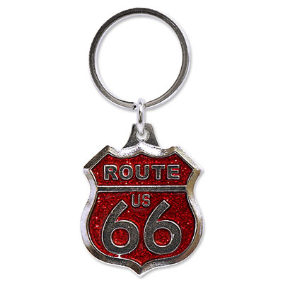 Route.66（ルート66）キーホルダー「RT.66 METAL GLITTER KEYTAG - RED」