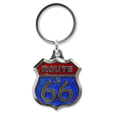 Route.66（ルート66）キーホルダー「RT.66 METAL GLITTER KEYTAG - RED & BLUE」