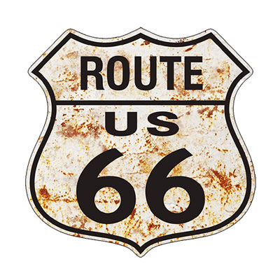 Route.66（ルート66）ステッカー「RT.66 SHIELD - RUSTY WHITE」