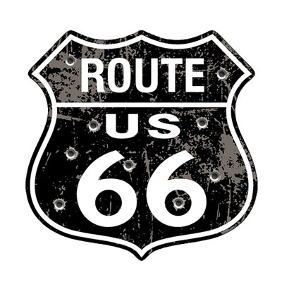 Route.66（ルート66）ステッカー「RT.66 SHIELD - DISTRESSED BLACK」