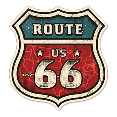 Route.66（ルート66）ステッカー「MAP OF ROUTE 66」