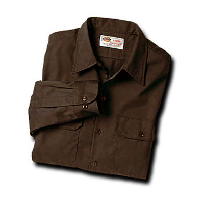 【取寄限定カラー】Dickies（ディッキーズ）ワークシャツ ロングスリーブ<長袖> ダークブラウン