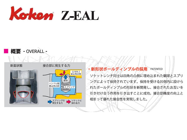 Ko-ken（コーケン/山下工業研究所）1/2”ソケット，Z-EALシリーズ【品番 