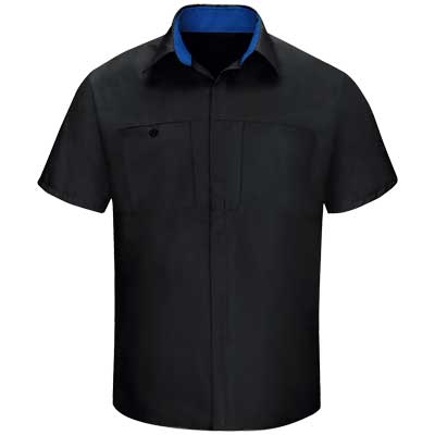 REDKAP（レッドキャップ）パフォーマンスプラスショップシャツ（半袖） ブラック/ロイヤルブルー【SY42】