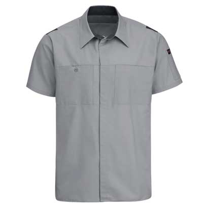 REDKAP（レッドキャップ）パフォーマンスプラスショップシャツ（半袖） ライトグレー/チャコール