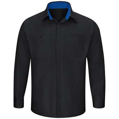 REDKAP（レッドキャップ）パフォーマンスプラスショップシャツ（長袖） ブラック/ロイヤルブルー