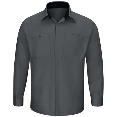 REDKAP（レッドキャップ）パフォーマンスプラスショップシャツ（長袖） チャコール/ブラック