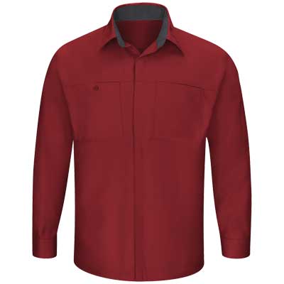 REDKAP（レッドキャップ）パフォーマンスプラスショップシャツ（長袖） ファイアボールレッド/チャコール