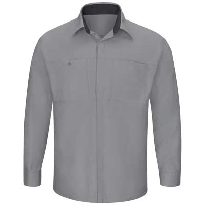 REDKAP（レッドキャップ）パフォーマンスプラスショップシャツ（長袖） ライトグレー/チャコール【SY32】
