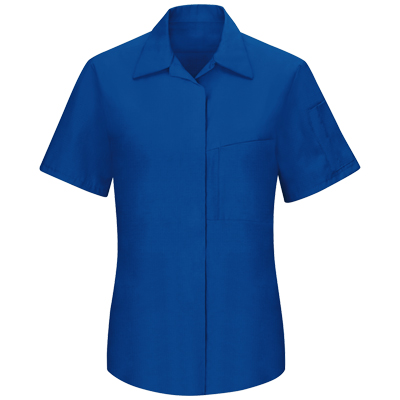 【取寄限定】REDKAP（レッドキャップ）パフォーマンスプラスショップシャツ（女性用 半袖） ロイヤルブルー/ブラック【SY41】