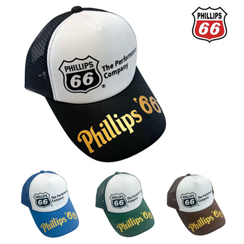 Phillips 66（フィリップス66）ダブルロゴ，メッシュキャップ，帽子