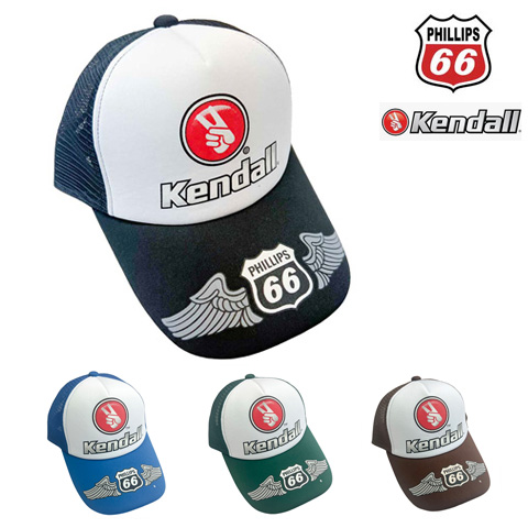Phillips 66（フィリップス66） ＆ Kendall（ケンドル，ケンドール）ダブルロゴ，メッシュキャップ，帽子